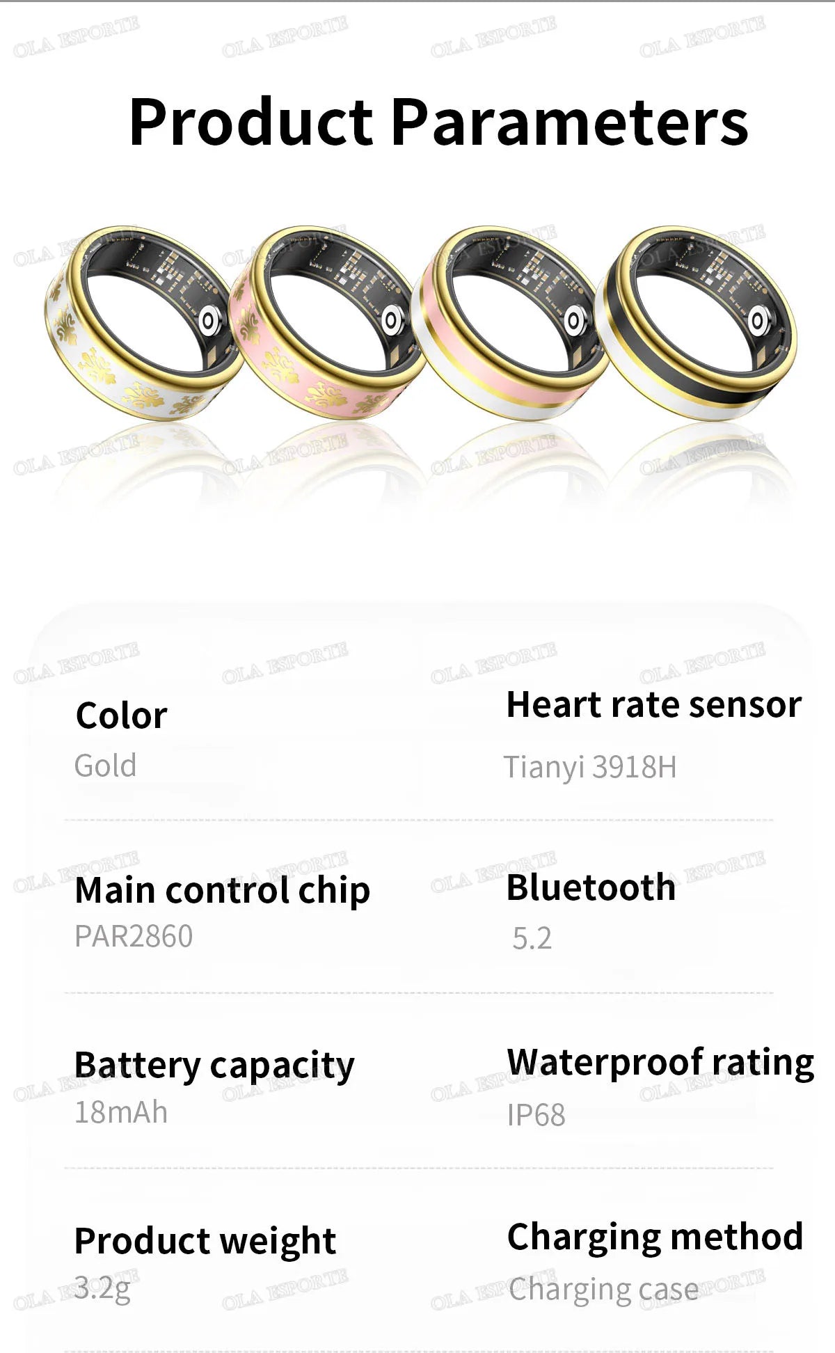 2026 Smart Ring Blood Oxygen Heart Rate Sleep Monitoring Smart Ring IP68 & 5ATM Waterproof Multi-sport Modes Smartring Man Women
