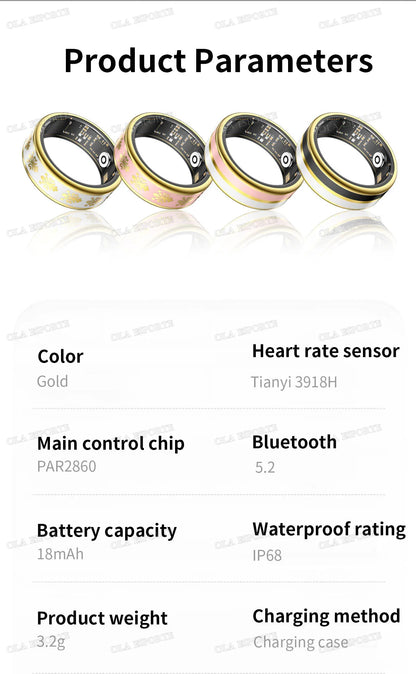 2026 Smart Ring Blood Oxygen Heart Rate Sleep Monitoring Smart Ring IP68 & 5ATM Waterproof Multi-sport Modes Smartring Man Women