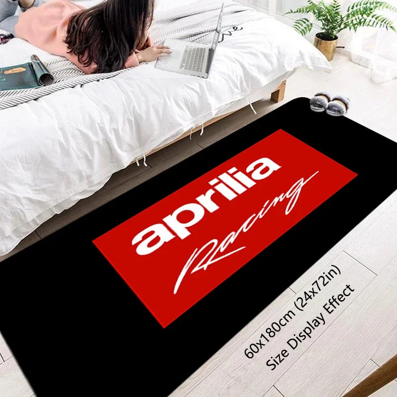 VIKAMA Motorcycle Racing Rug - Non-Slip Floor Mat for Entrance, Anti-Skid Bedside Carpet with Bike Print Home Decor