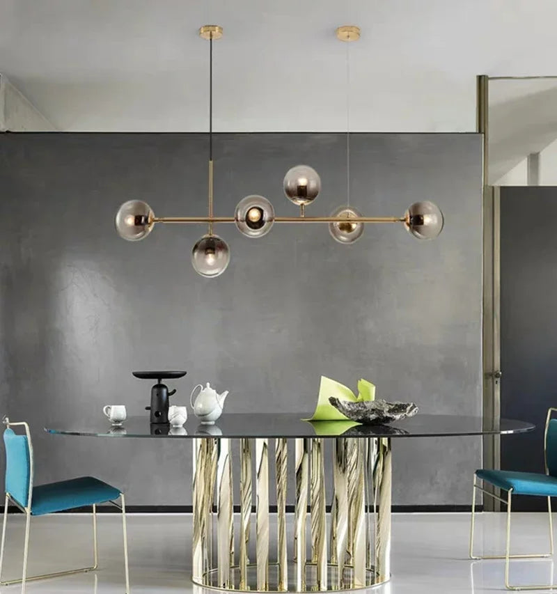 Northern Europe Dining Room Chandeliers Designer One Character Long Strip Pendant Lamp Decoration Maison LED Lights