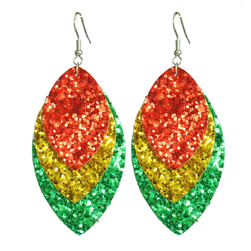 New June Festival Black Liberation Day Earrings African Exaggerate Earrings with Multi Material Festival Atmosphere Earring Gift