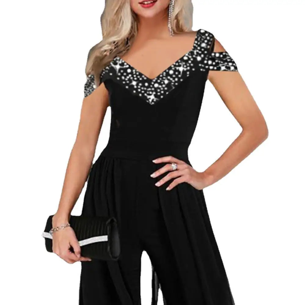 2026 Women's Elegant Sleeveless Jumpsuit Spring Summer V-neck Casual Patchwork Rompers Office Lady Jumpsuits Playsuit Outfits