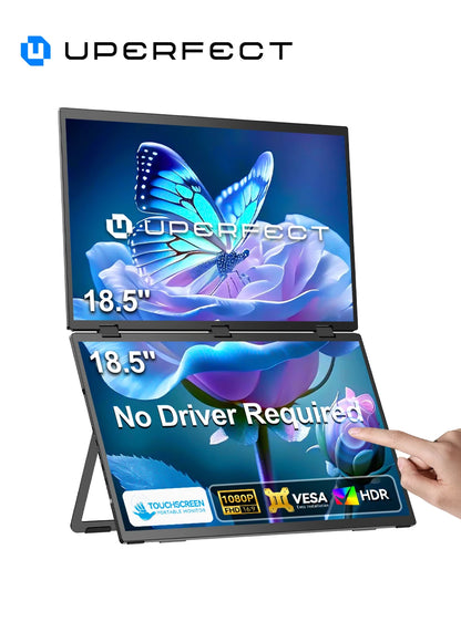 UStation Δ / Delta Plus Stacked Monitor Touchscreen Laptop Dual Screen Folding 18.5" W/ USB C Mini HDMI For PC Mac Phone Display