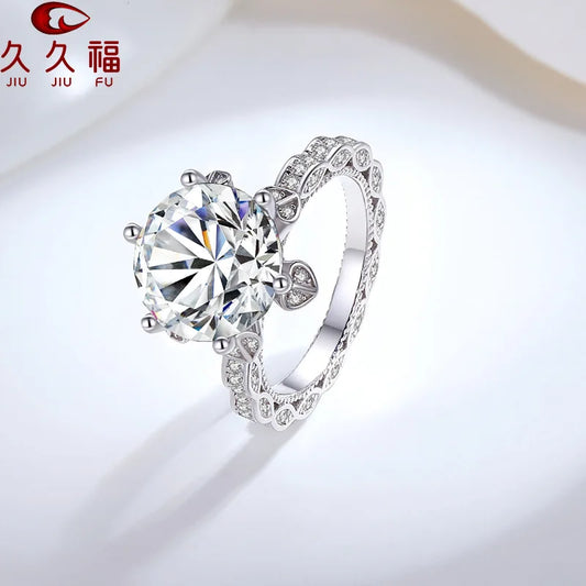 Soft Honey Snow Bud Ring for Women, PT950 Platinum with 5 Carat Moissanite, bring snug and skin-friendly wearing experience.