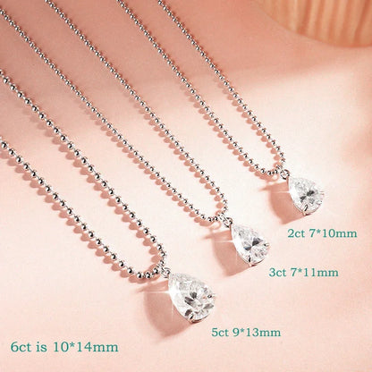 Smyoue 2CT 3CT 5CT 6CT Pear Cut Moissanite Necklace for Women Classic Pendant Sterling Silver 925 Plated 18K Jewelry Wholesale