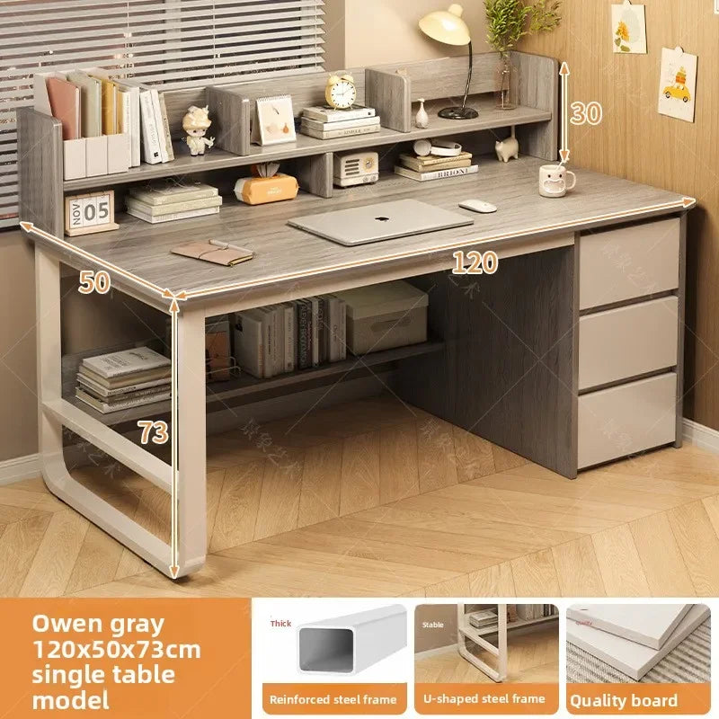 Firm Desk Simple Bookshelf Integrated Learning Desk Multi-purpose Office Computer Table And Chair Factory