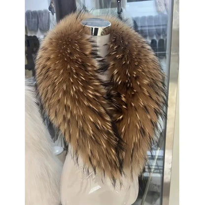 Raccoon Fur Collar Female Winter Fur Collar Coat Jacket Shawl Women Furry Fur Collar Scarves Neck Warmer Natural Fur Scarves