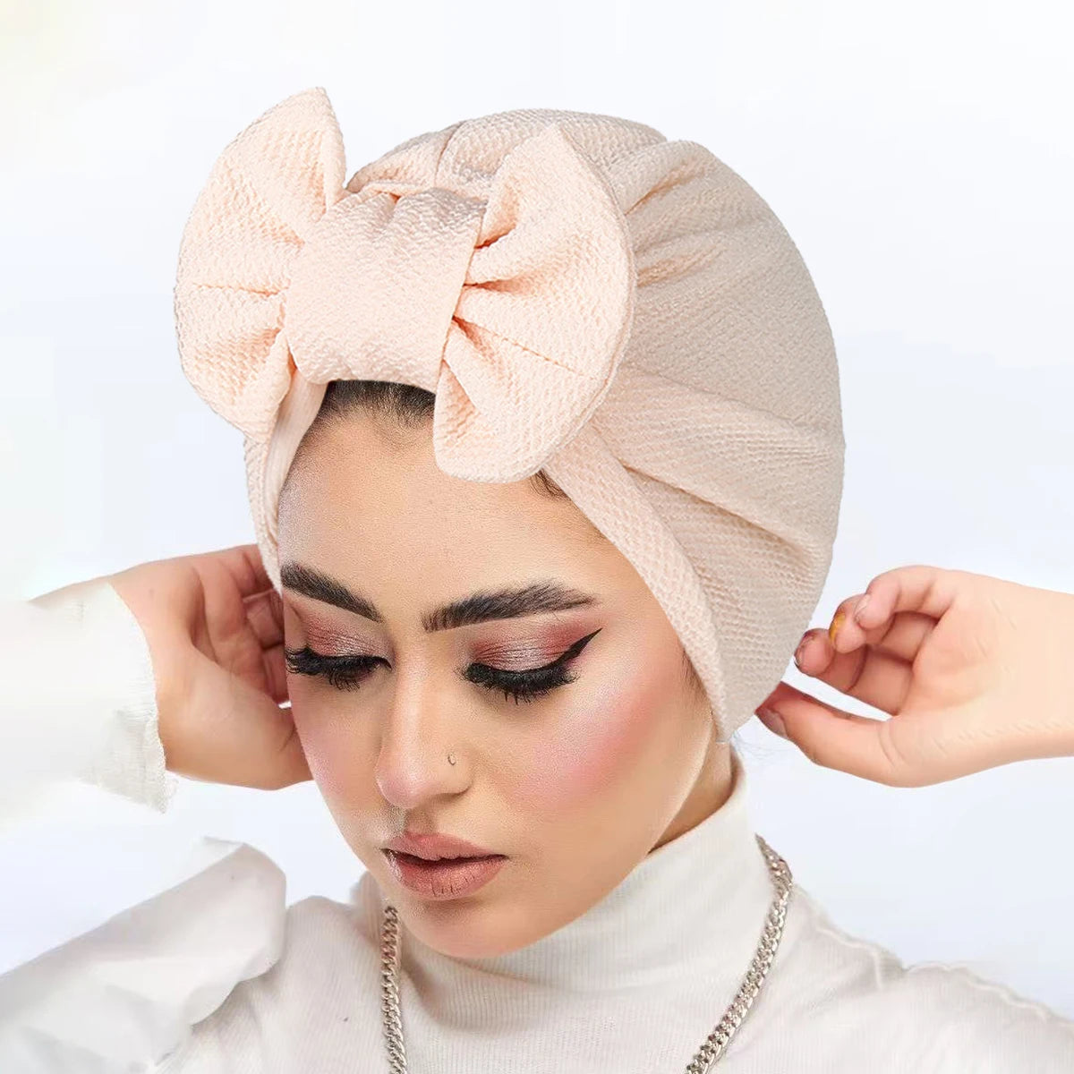 New Women Bow Knotted Turban Indian Hat Muslim Hijab Bonnet Hair Loss Headscarf Chemo Cap Headwear Bandanas Turbante Mujer