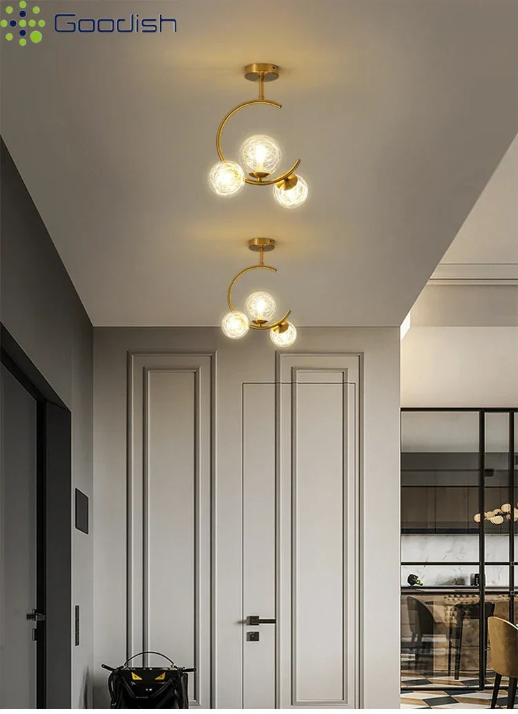 Medieval Bauhaus Gold Glass Ball Bubble Hanging LED Pendant Lights Creative Forged Lamps for Bedroom Home Decoration Chandelier
