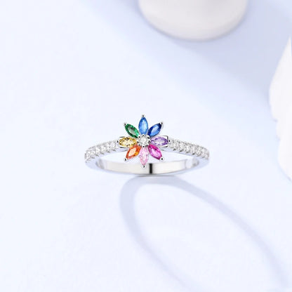 LAZA 925 Sterling Silver Colorful Rings Sparking Zirconium Bowknot Moon Sun Original Ring For Women Anniversary Wedding Gifts