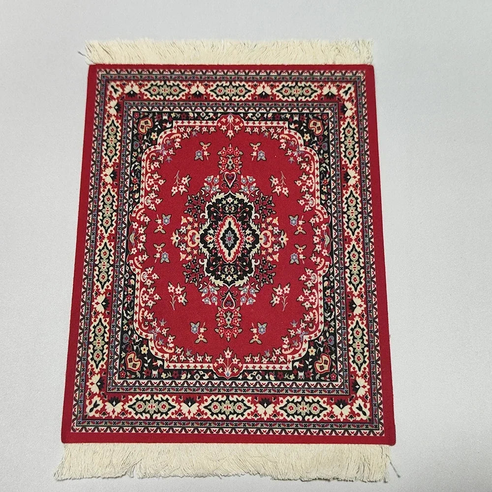 Woven flower Persian carpet small coaster wholesale merchants cheap mouse pad desk mat retro style rubber non-slip computer mats