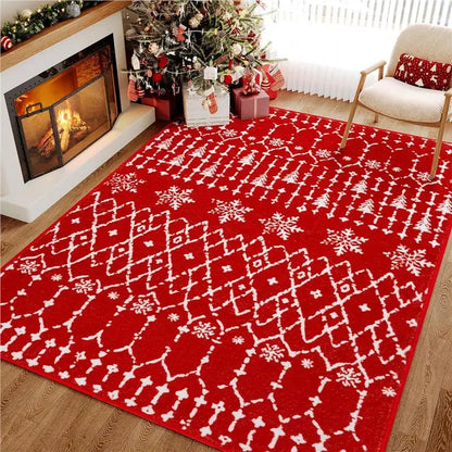 Christmas Day living room decoration red carpet large area rugs for bedroom Washable lounge floor mat Anti-slip bedside soft rug