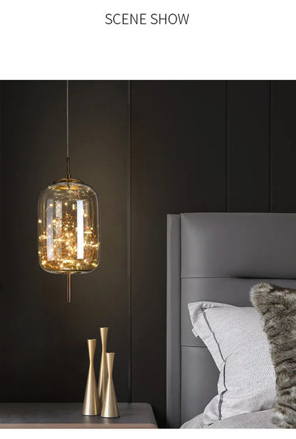 Modern Led Pendant Lamp Glass Ceiling Hanging Lights Fixture Luminaire Chandeliers Lustres Suspension Luminaire Bedroom Decor