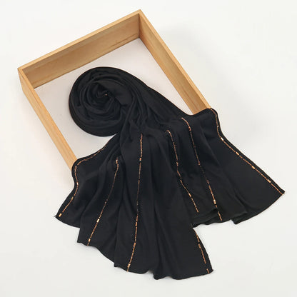 Rhinestone Modal Cotton Jersey Hijab Scarf For Women Stretch Shawl Plain Muslim Headband Fashion Solid Color Long Muffler