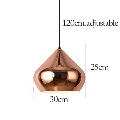 Nordic Rose Gold Pendant Lights Plated Metal Hanging Lamp Fixtures Dining Room Kitchen Island Bar Cafe Indoor Decor Lighting E27