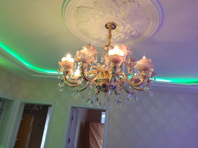 Zinc Alloy Crystal Chandelier Modern Living Room Decoration  Lighting European Restaurant Bedroom Candle  Lamps