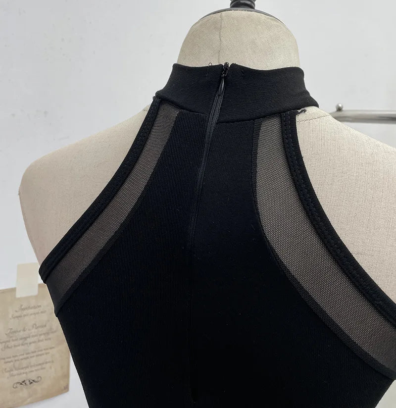 ISAROSE Summer Sexy Bodysuit for Women Stretch Braless Solid Color Back Zipper Sleeveless Basic Design Slim Halter Jumpsuit