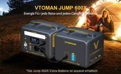 VTOMAN JUMP 600X Portable Power Station 299Wh Solar Generator LiFePO4 1200W Peak Power Powerstation Emergency Backup