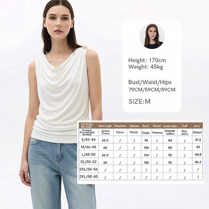 Amii Cowl Neck Women's Tank Top 2026 Summer New Stretch Knit Sleeveless Camisole Loose Casual Holiday Vest For Women 12622062