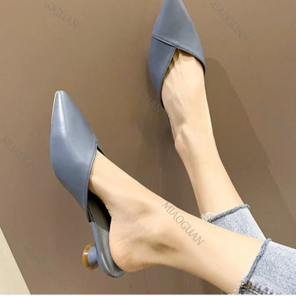 Elegant Pointed Slippers Women Low Heels New Summer Shoes Fashion Luxury Candy Colors Slides Sandals Female Party Footwears