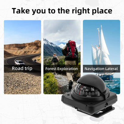 AD Universal Compass Mini Navigation Compass Rotary Adjustable Spherical Dashboard Guide Compass For Boat Vehicle Accessories