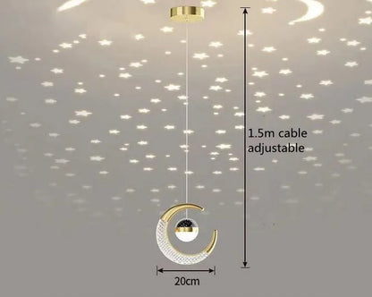 Creative led Ceiling Light with Moon Stars Modern Asile Ceiling Lights Gold/Black Atmosphere Ceiling Hanging Lamp Loft Lighting