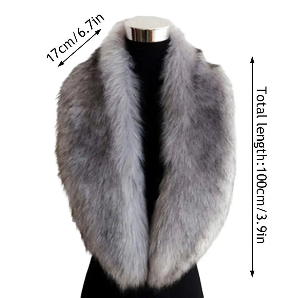 Hood Fur Scarf Imitation Fur Shawl Fake Collar Wrap Winter Scarf Large Winter Fur Collar Thick Neck Warmer Scarf Woman Luxury