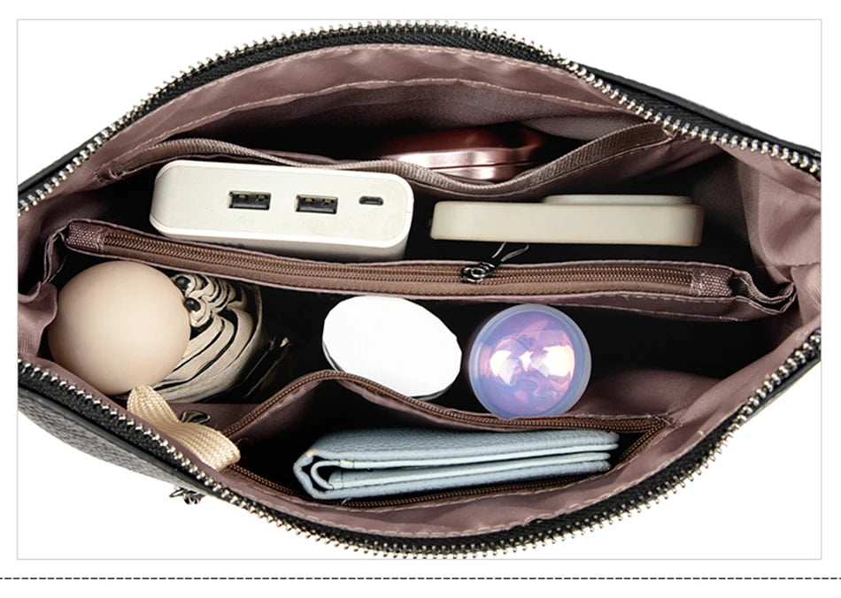 Women's Luxury Designer Top-Handle Bags Soft Leather Handbag Ladies Solid Color Shoulder Crossbody Bag Messenger Commuting Sac