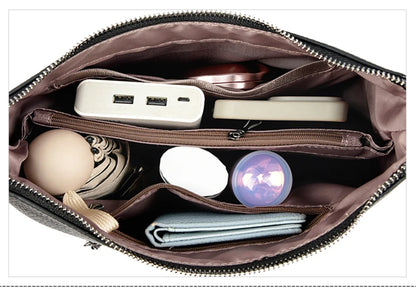 Women's Luxury Designer Top-Handle Bags Soft Leather Handbag Ladies Solid Color Shoulder Crossbody Bag Messenger Commuting Sac