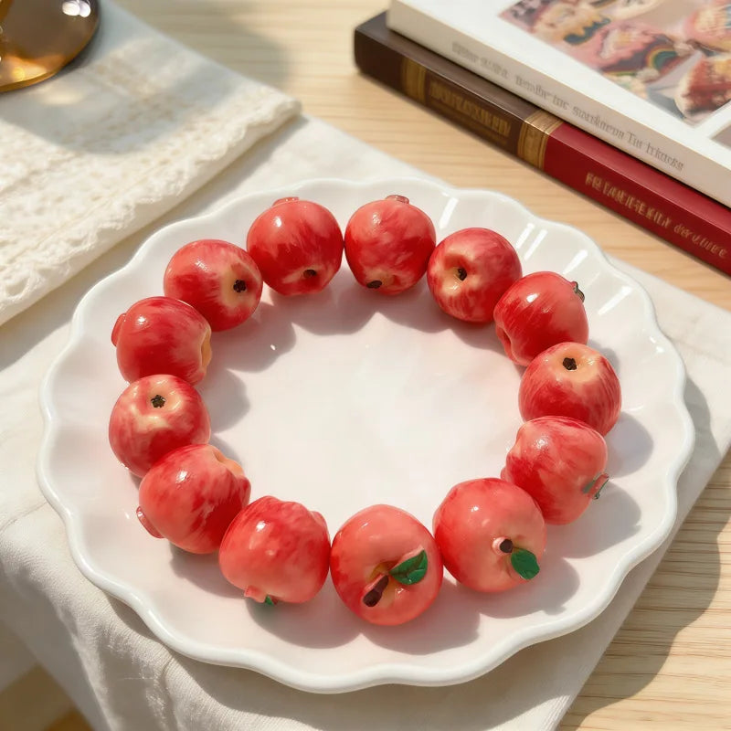 Dopamine 3D Fruit Beaded Necklace Bohemian Retro Pomegranate Strawberry Tomato Choker Exaggerated Bracelet Bikini Jewelry Gift