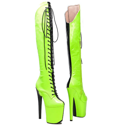 Leecabe 20CM/8inches Two Color Patent Upper Fashion Lady High Heel Platform Pole Dance Boots
