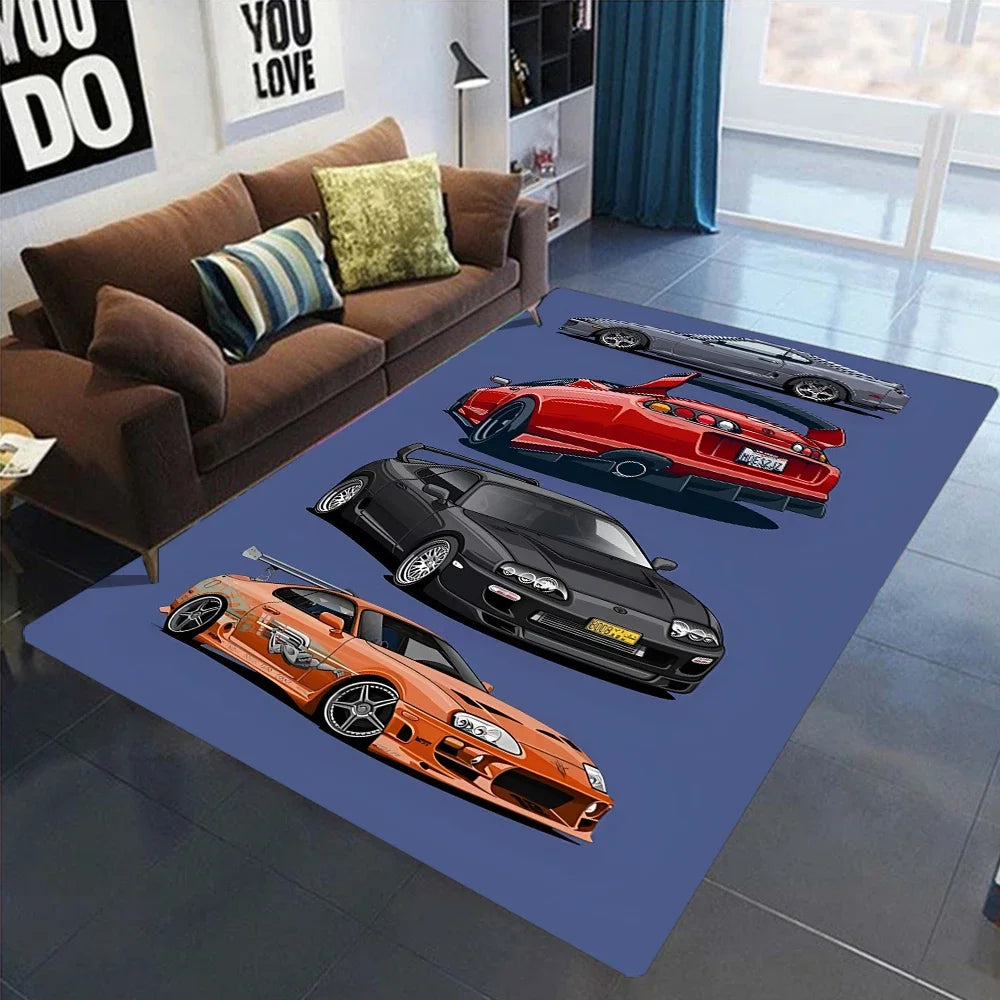 GT-R Carpet for Men's Bedroom Game Room NonSlip Rug J-JDM Racing Style Floor Mat Living Room Decor Car Fan Gift Idea Men Cave
