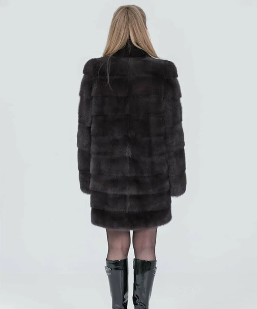 Real Mink Fur Coat Natural Women's Winter Long Leather Jacket Luxury Women's Clothing 2025 Mink Fur Coat Women's Bottom Detachab