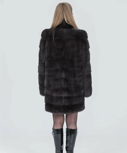 Real Mink Fur Coat Natural Women's Winter Long Leather Jacket Luxury Women's Clothing 2025 Mink Fur Coat Women's Bottom Detachab