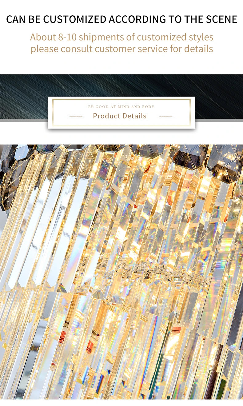 Light Luxury Large Chandelier Spiral Staircase Chandelier Luxurious And Atmospheric Duplex Villa Hotel Lobby Chandelier