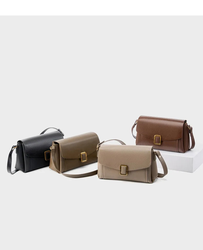 Women's Genuine Grade Cow  Leather Shoulder Crossbody Purse Bag Luxury Designer Ladies Underarm Bag Female Small Square Bag New