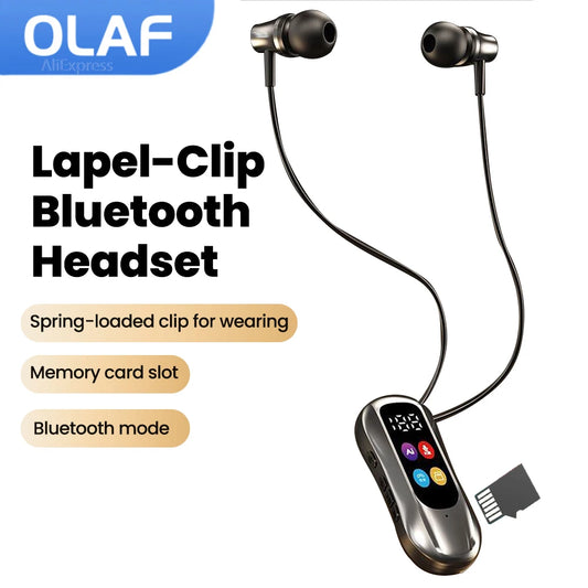 S30 Collar-Clip Bluetooth Headset Wireless Headphones With Mic HD Calling BT Earphones Variable Sound Earbuds Support SD Card
