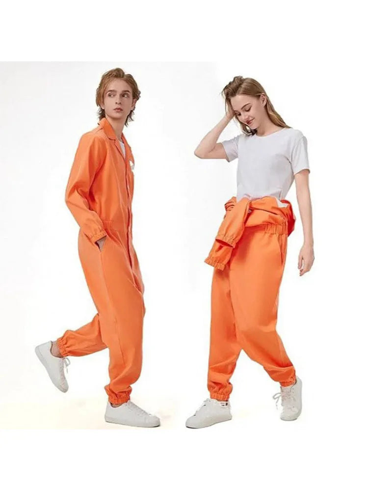Adult Halloween Orange Prison jumpsuit costume long sleeved party cosplay prison costume men's and women's clothing