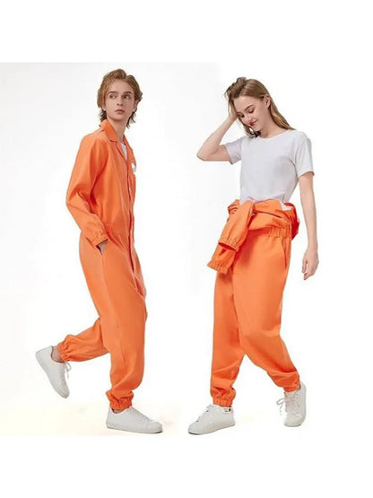 Adult Halloween Orange Prison jumpsuit costume long sleeved party cosplay prison costume men's and women's clothing