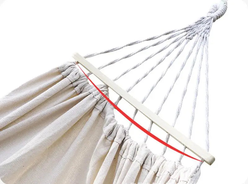 Outdoor Canvas Hammock Portable Single Double Thickened Anti-Rollover Striped Hammock Travel Camping Hanging Swing With Bag