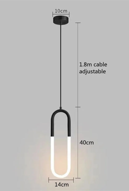 Brass U-shaped tube LED pendant lights Bedroom Bedside Long-line hanging lamp Kitchen Island Dining table Home Decor Luminaires