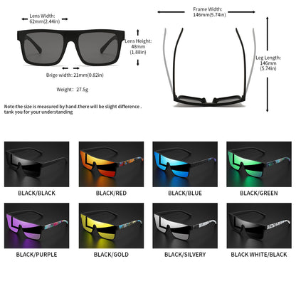2PCS Classic Fashion Square Sunglasses - Patterned Temples, UV400 Unisex for Cycling, Running & Travel