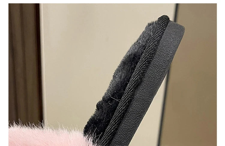 Perle Fluffy Slippers Home Winter Casual Designer Shoes Women 2025 New Luxury Indoor Plush Slides Girls Fashion Elegant Footwear