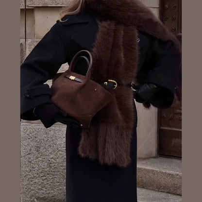 Faux Fur Tassels Scarf for Women Autumn Winter Fluffy Fur Neckerchief 2026 New Lady Luxury Shawl Scarves Clothing Accessories