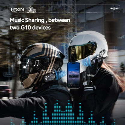 NEW-LEXIN G10 Motorcycle Helmet Intercom,8 riders Dual Qualcomm Bluetooth 5.1 intercom,Parallel Audio- intercom and stream music