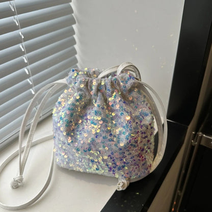 Shiny Sequin Drawstring Shoulder Bags for Women, Mini Crossbody Purse ,Sparkly Evening Handbag Suitable for Party Night Out