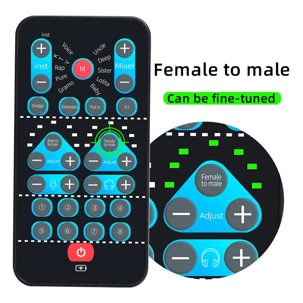 Recording Sound Card M10 Voice Changer Device Handheld Live Sound Card Sound Board Set for Podacsting Broadcasting Singing Recor