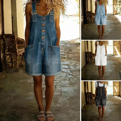 Fashion Denim Overalls for Women Loose Fit Classic Bib Casual Jean Stretchy Denim Overall Jumpsuit Tapered Leg Jean Pants