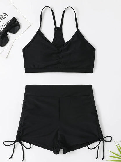 Drawstring Front Shorts Bikinis 2026 High Waist Swimsuit Women Swimwear Female Bathers Bathing Swimming Swim Suit Beachwear