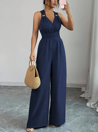 Jumpsuits women 2026 rompers new features fashion sexy V-neck backless cross-belt, wide-leg jumpsuit jumpsuits women's clothing